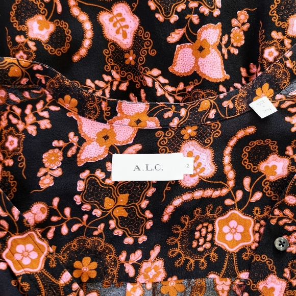 NWOT A.L.C. 70s Silk Sacha Floral Paisley Print Shirt Dress - Picture 9 of 16